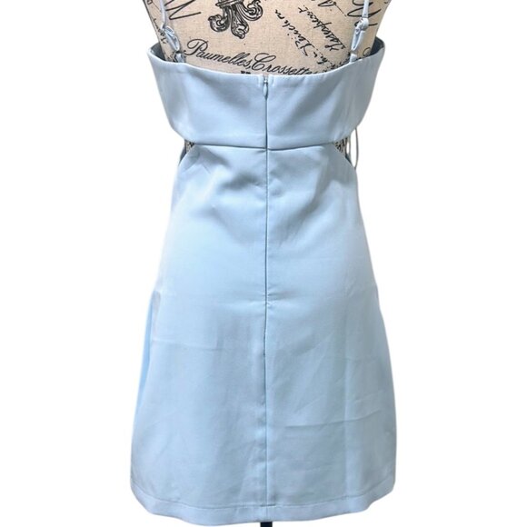 Abbeline Blue Side Cutout A-line Mini Dress - Size M NWT | Cocktail/Formal Edit - Picture 4 of 16